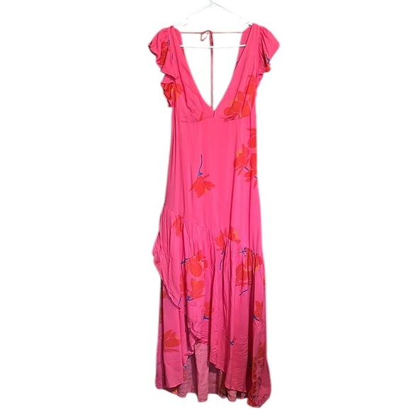 Free People NWT She's a Waterfall Hot Pink Floral
Print Ruffled Maxi Dress Sz 4 - Picture 3 of 12
